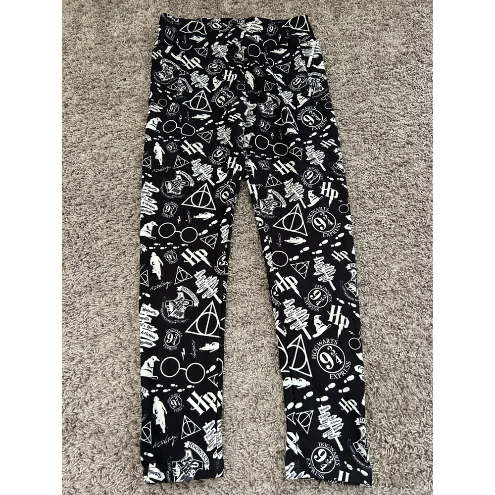 Amelia Rose Harry Potter Leggings One Size OS Black White Hogwarts Wizard SOFT